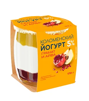 Йогурт "Коломенский" гранат-айва 5% с/б 170гр Без ЗМЖ