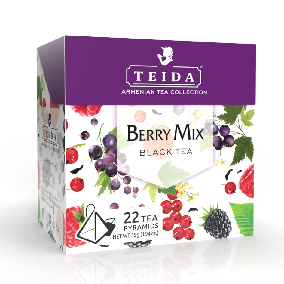 Купить Чай TEIDA Berry Mix Черный ягодный микс пирамидки, (2.5гр*22пак) в  Сочи с доставкой от интернет-магазина Золотая Нива