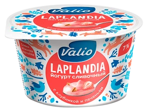 Йогурт Виола Laplandia сливочный с клубникой и печеньем 7,1% 180гр БЕЗ ЗМЖ
