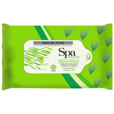 Влажные салфетки BioCos SPA зеленый чай 15штх55