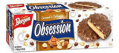 Печенье Bergen Obsession рассыпчатое с соленой карамелью в молочном шоколаде 128гр