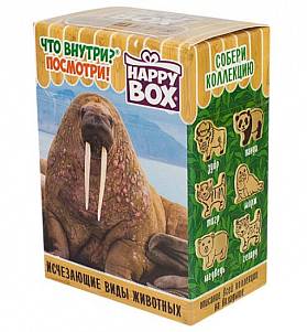Карамель леденцовая с игрушкой Happy Box исчезающие виды животных 30гр