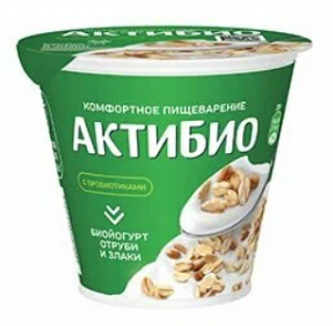 Йогурт Актибио отруби-злаки 2,9% стакан 220гр БЕЗ ЗМЖ