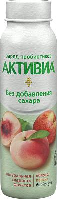 Активиа питьевая яблоко, персик 2%  260гр БЕЗ ЗМЖ