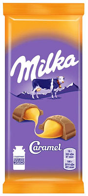 Шоколад Милка молочный с карамельной начинкой 90грх20/Крафт