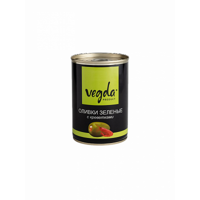 Оливки "Vegda" зеленые с креветками ж/б 300 мл