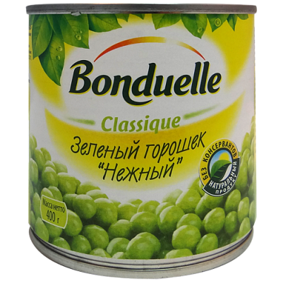 Горошек Bonduelle зеленый Нежный ж/б 425г (Бондюэль)
