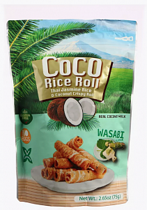 Кокосовые роллы Coco Rice Roll  со вкусом Васаби 75гр