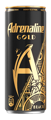 Энергетический напиток Adrenaline Gold Черное золото 0.33л (Адреналин раш)