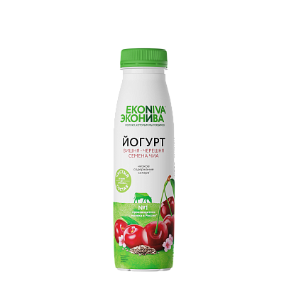 Йогурт "ЭкоНива" fit line вишня-черешня-семена чиа питьевой 2,5%  пэт бутылка 300 гр БЕЗ ЗМЖ