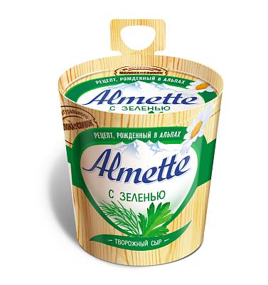 Сыр Альметте творожный  с зеленью 60%150гр БЕЗ ЗМЖ