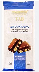 Шоколад Maxtris Cioccolato Tab молочный  (какао мин. 32%) с обжаренным фундуком NOCCIOLATO, плитка 100гр