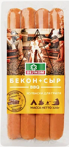 Колбаски "Велком" "Бекон+сыр BBQ"  для гриля в/у 320гр