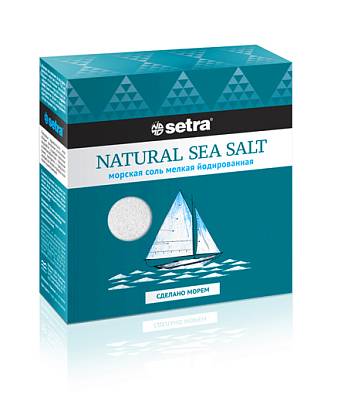 Соль Setra морская йодированная мелкая 500г