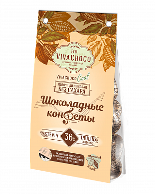 Конфеты VivaChoco Cool из молочного шоколада без сахара 65гр