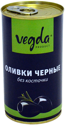 Оливки Vegda черные б/к ж/б 370мл  (Вегда)
