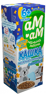 Каша "Ам-Ам" молочно-гречневая (жидкая) м.д.ж. 2,5% 210гр