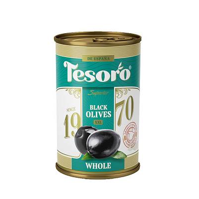 Маслины Tesoro черные с косточкой ж/б 314мл/300г