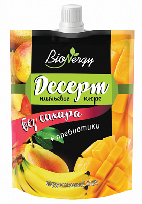 Десерт BioNergy фруктовый Груша-Банан-Манго без сахара дой пак 140гр