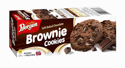 Печенье Bergen шоколадное Брауни с кусочками шоколада картон 126г