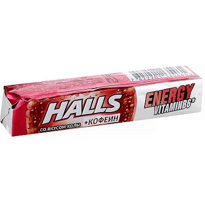 Леденцы Halls Energy вкус колы 30грх12