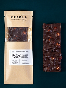 Шоколадная плитка KREOLA из тёмного бельгийского шоколада с фундуком и вяленой клюквой 60гр