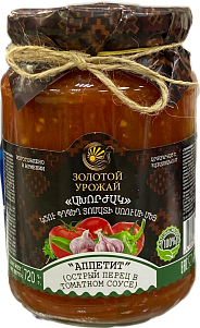 Перец острый в томатном соусе Аппетит Золотой урожай ст/б,720г