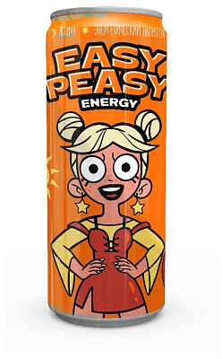Энергетический напиток  EASY PEASY со вкусом "Манго-Апельсин" ж/б 0,450л