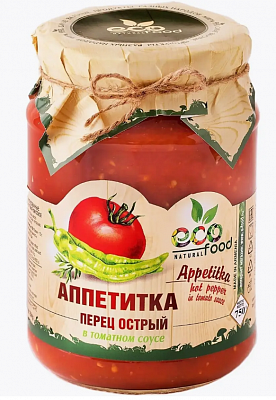 Аппетитка ECO Natural food перец острый в томатном соусе ст/б 750гр