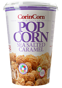 Попкорн CorinCorn сладко-солёный карамельный в картонном стакане 100грх12