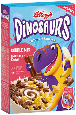 Готовый завтрак Kellogg’s Dinosaurs из злаков Шоколадно-банановый микс короб 200гр