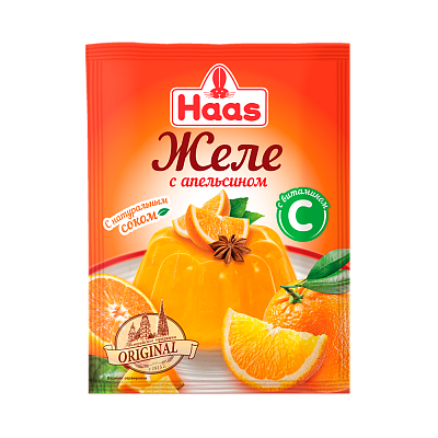 Желе HAAS десертное с апельсином с витамином С, 50г