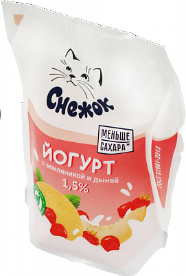 Йогурт "Снежок" питьевой 1,5% земляника-дыня кувшин 200гр БЕЗ ЗМЖ