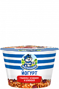 Йогурт Простоквашино гранола изюм клюква 133гр