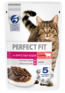 Корм Perfect Fit Перфект Фит для взрослых кошек с говядиной 75г