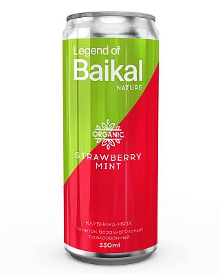 Напиток Байкал негазированный мята-клубника ж/б 0,33мл