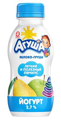 Йогурт Агуша Яблоко-груша 2,7% 200г БЕЗ ЗМЖ