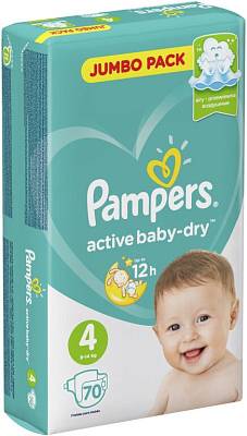 Подгузники Памперс Active baby-Dry Макси 9-14кг 70шт