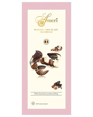 Шоколадные конфеты Ameri с начинкой пралине розовая упаковка125гр