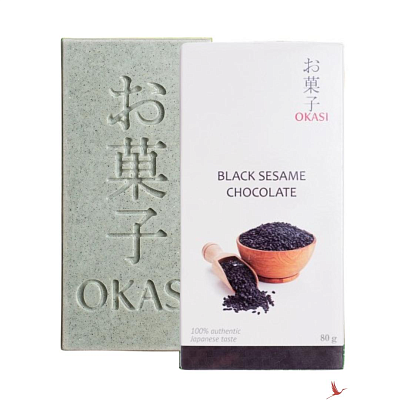 Шоколад Okasi c черным кунжутом 80гр