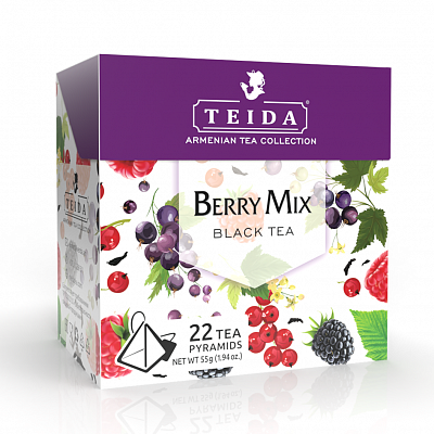 Чай TEIDA Berry Mix Черный ягодный микс пирамидки, (2.5гр*22пак)