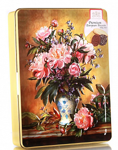 Ассорти бисквитного печенья "Arbelko" (цветы) жестяная коробка, 420гр /Бельгия/