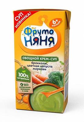 Крем-суп "Фруто Няня" Брокколи, цветная капуста, морковь со сливками  0,2л