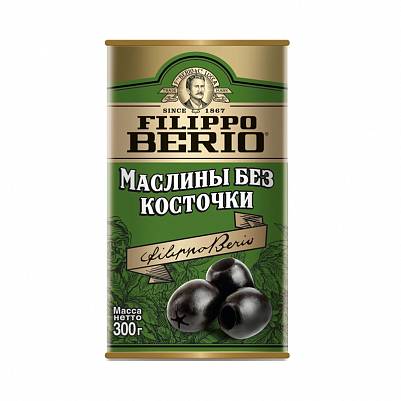 Маслины Filippo berio черные б/к ж/б 300гр