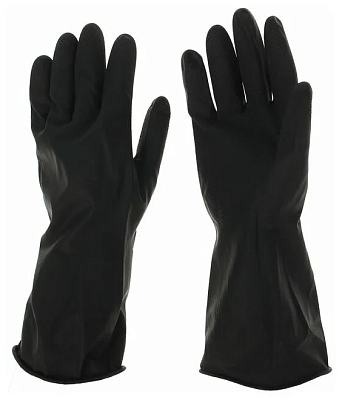 Перчатки резиновые длинные черные, размер М,  Япония