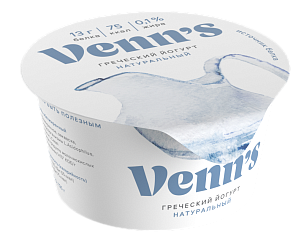 Йогурт Venn`s Греческий обезжиренный  0,1% стакан 130гр  БЕЗ ЗМЖ