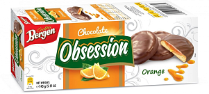 Печенье Bergen Obsession Апельсин рассыпчатое в молочном шоколаде 128гр