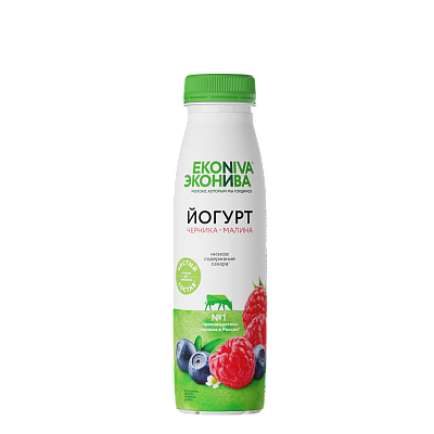 Йогурт "ЭкоНива" fit line черника-малина питьевой 2,5%  пэт бутылка 300 гр БЕЗ ЗМЖ