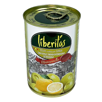 Оливки Liberitas зелёные с лимоном ж/б, 300мл