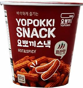 Снеки Yopokki Snack Hot & Spicy остро-пряные, стакан 50гр